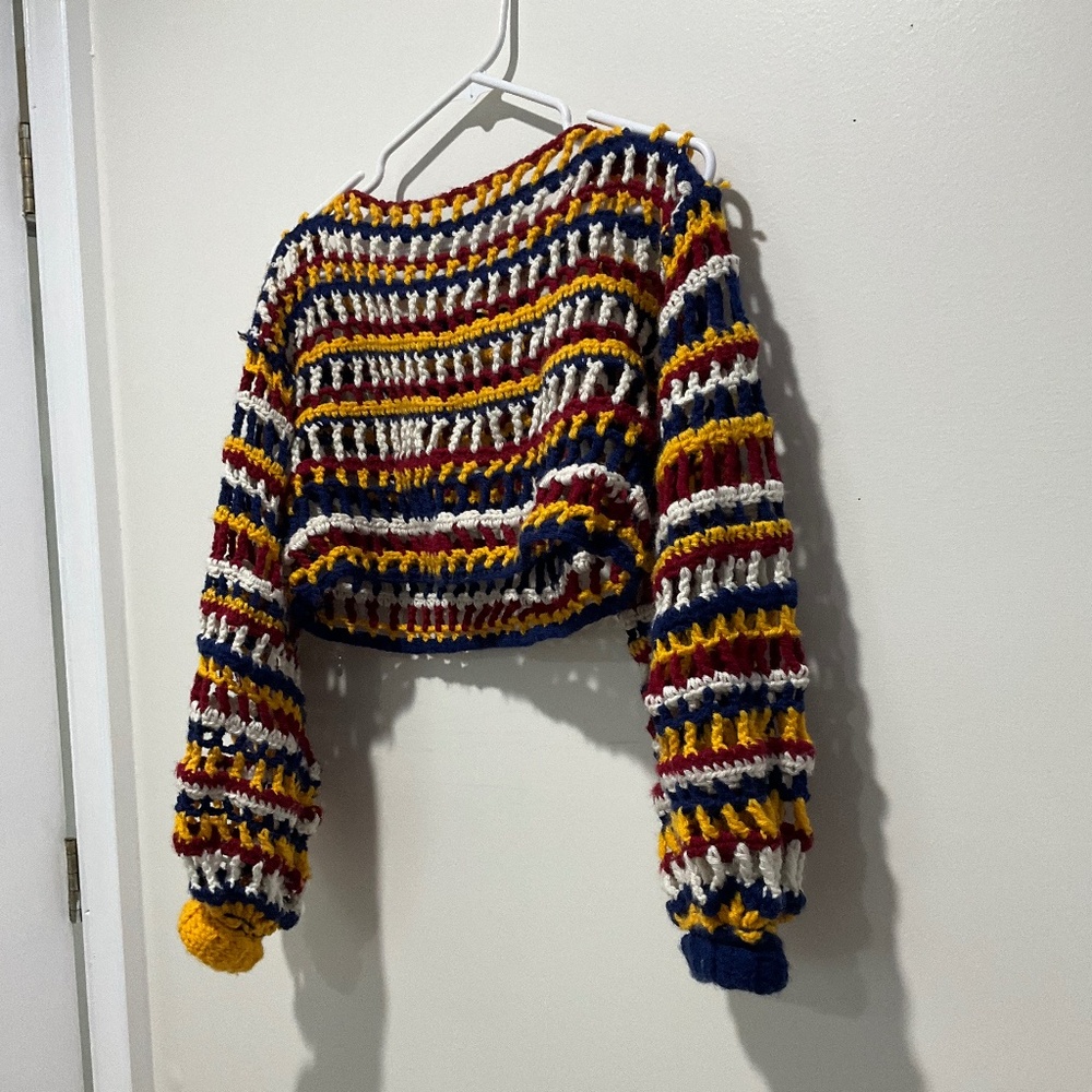 Hand Crocheted Cropped Sweater